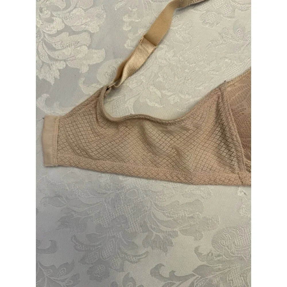 Wacoal‎ 36D Awareness Wire Free Beige Bra 856367 Cushioned Straps Pink Ribbon